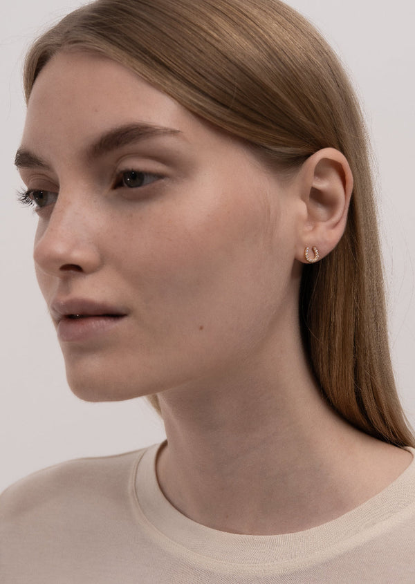 Pavé Symbol - Horse Shoe Earrings - Gold Vermeil