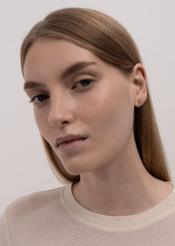 Pavé Symbol - Cross Earrings - Gold Vermeil