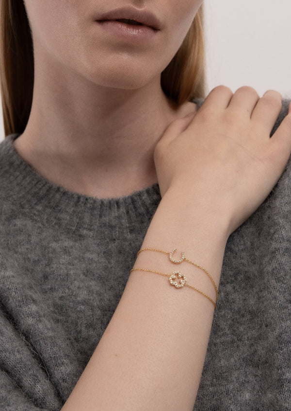 Pavé Symbol - Four Leaf Clover Bracelet - Gold Vermeil