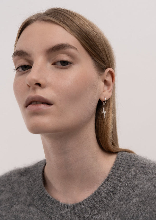 Pavé Symbol - Lightning Earrings – Sterling Silver
