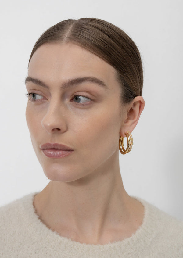 Simplicity Pavé Hoop Earrings - Gold Plated - Large