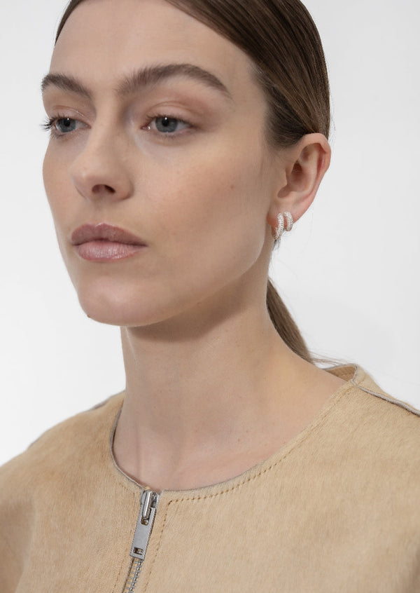 Simplicity Pavé Huggies - Silver Plated