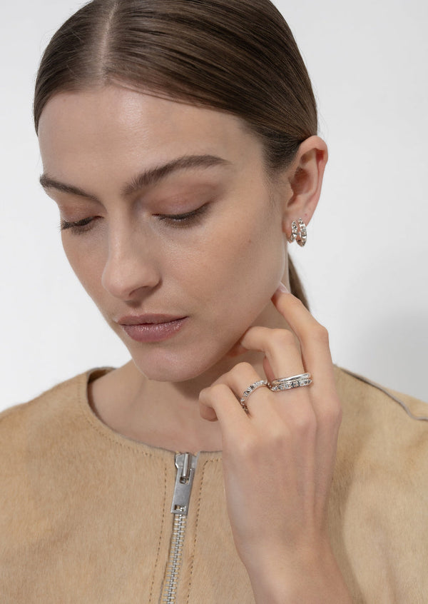 Rivets Petit Earrings - Silver Plated