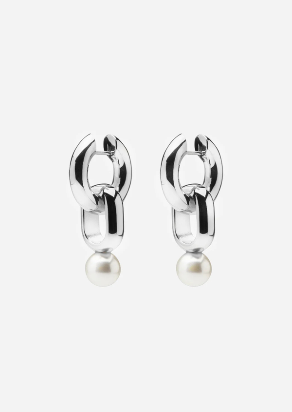 Hoop Earrings - Perle - Silver Plated