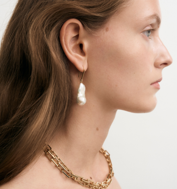 Perle Nuit Baroque Earrings - Gold Vermeil