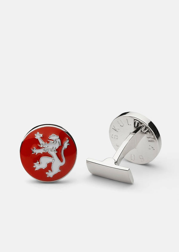 Rampant Lion Cufflinks - Red & White