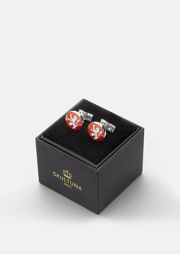 Rampant Lion Cufflinks - Red & White
