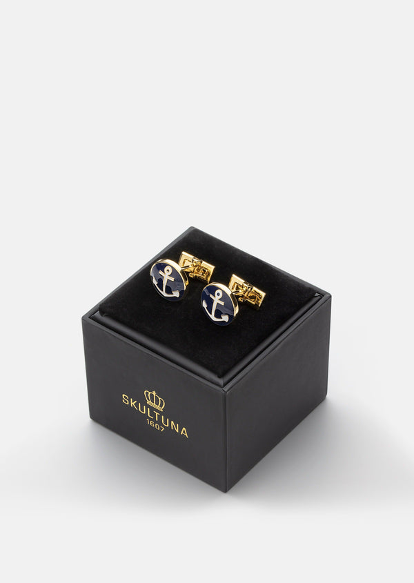Anchor Gold Cufflinks - Blue & White