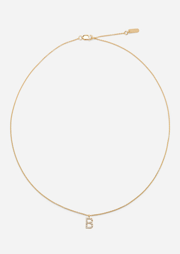 Pavé Letter - Gold Vermeil - B