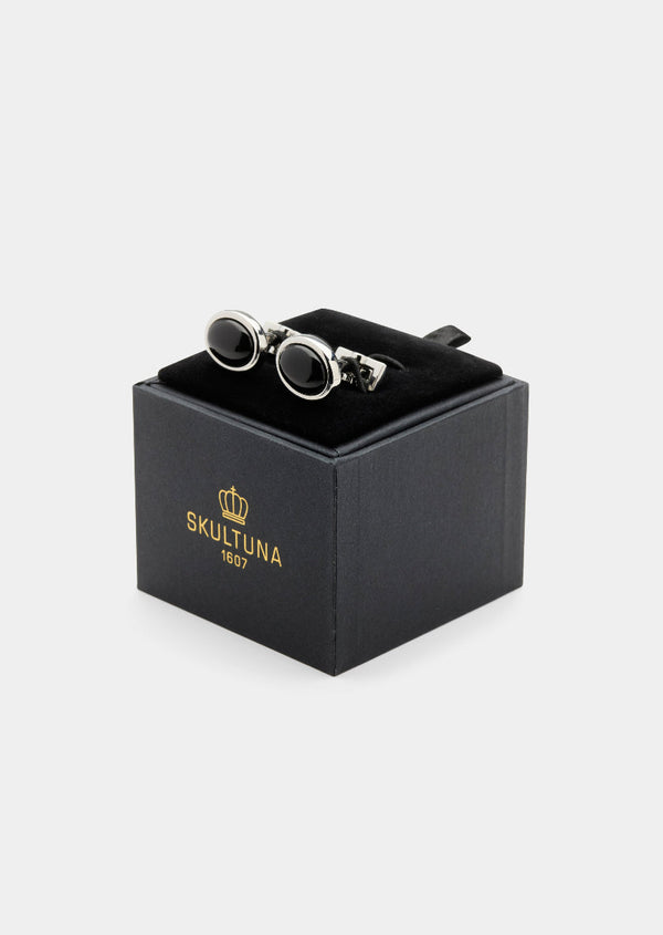Black Tie Cufflinks - Oval & Enamel