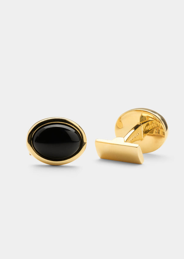 Black Tie Cufflinks - Oval & Enamel