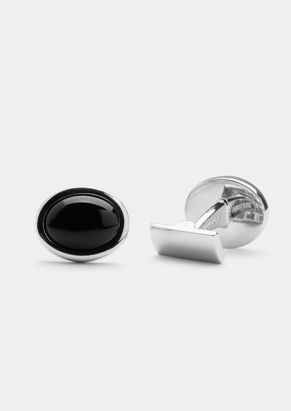 Black Tie Cufflinks - Oval & Enamel