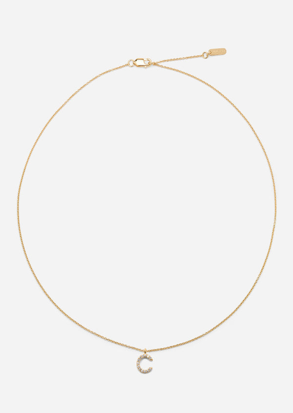 Pavé Letter - Gold Vermeil - C