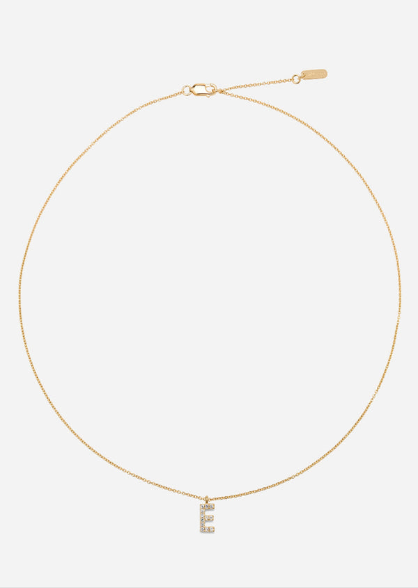 Pavé Letter - Gold Vermeil - E