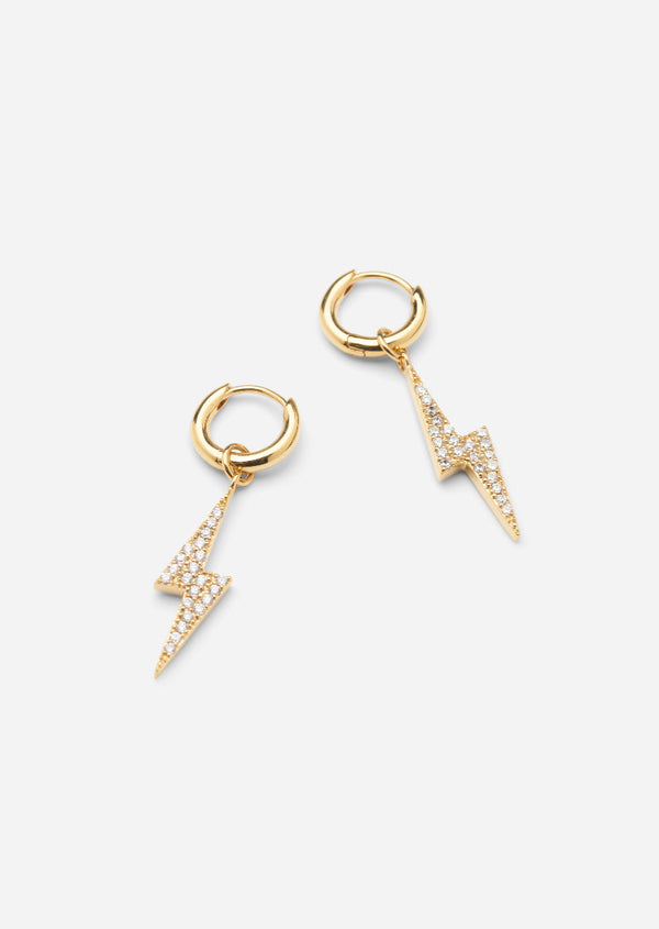 Pavé Symbol - Lightning Earrings – Gold Vermeil