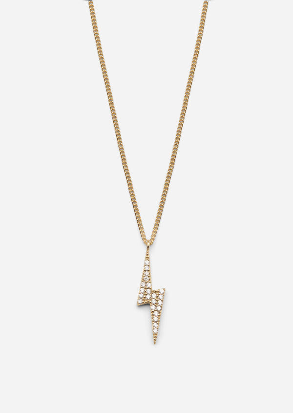 Pavé Symbol - Lightning Necklace - Gold Vermeil
