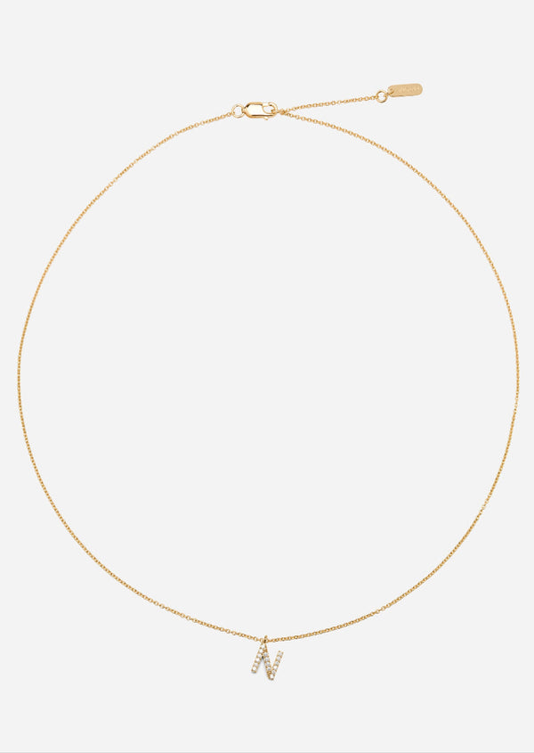 Pavé Letter - Gold Vermeil - N