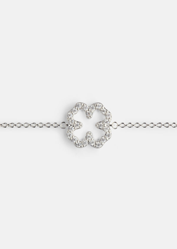 Pavé Symbol - Four Leaf Clover Bracelet - Sterling Silver