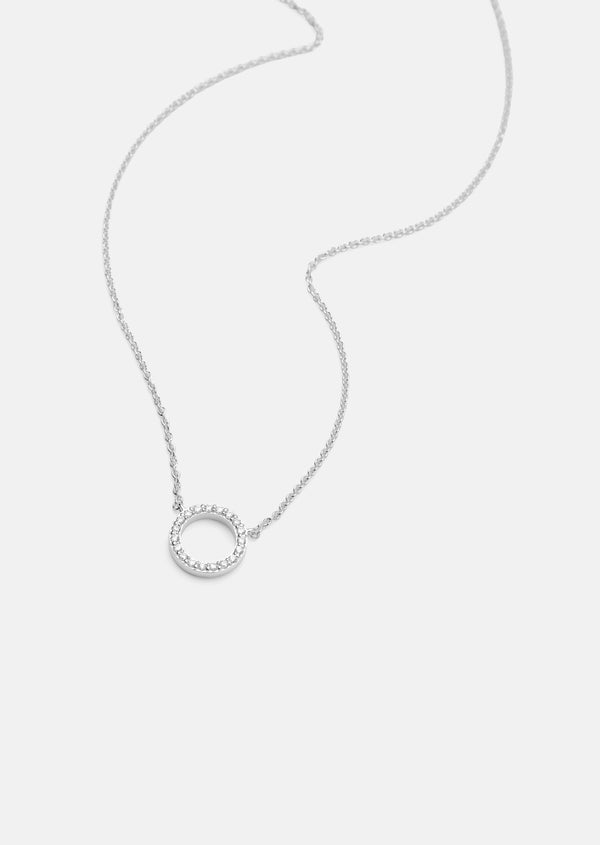 Pavé Symbol - Circle Necklace - Sterling Silver