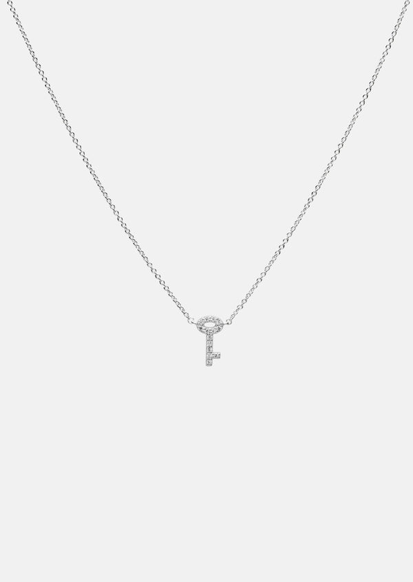 Pavé Symbol - Key Necklace - Sterling Silver