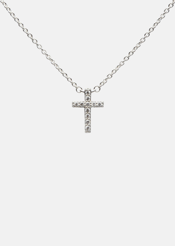 Pavé Symbol - Cross Necklace - Sterling Silver
