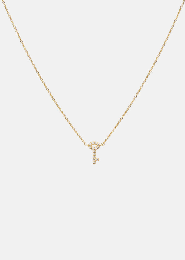Pavé Symbol - Key Necklace - Gold Vermeil