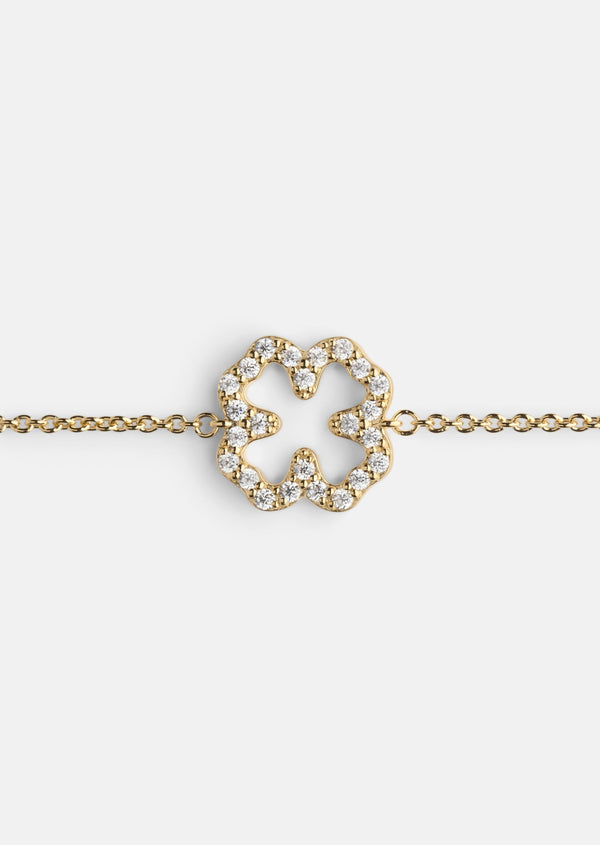 Pavé Symbol - Four Leaf Clover Bracelet - Gold Vermeil