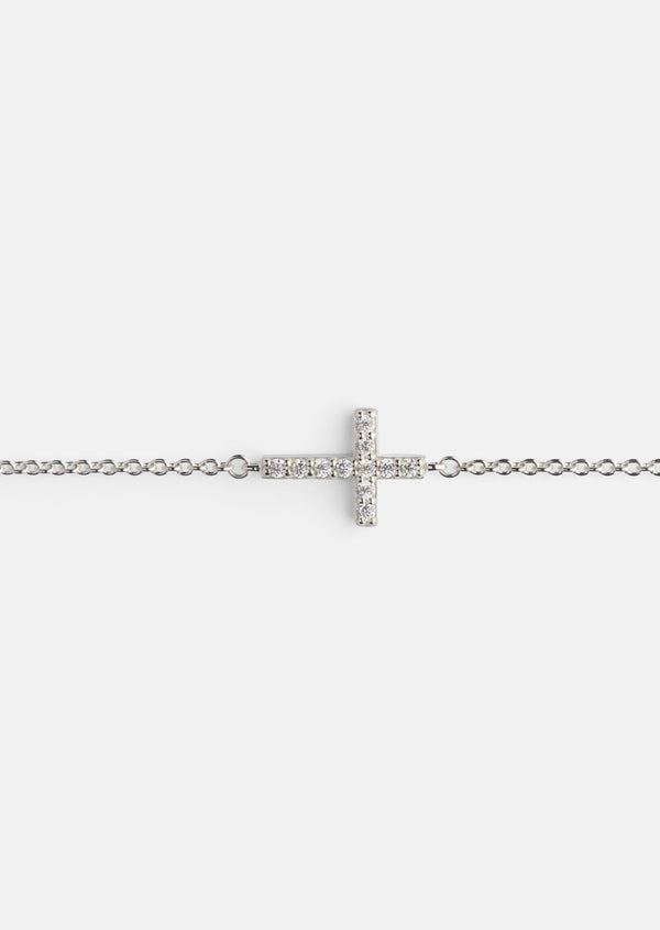 Pavé Symbol - Cross Bracelet - Sterling Silver