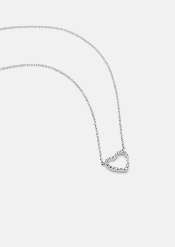Pavé Symbol- Heart Necklace - Sterling Silver