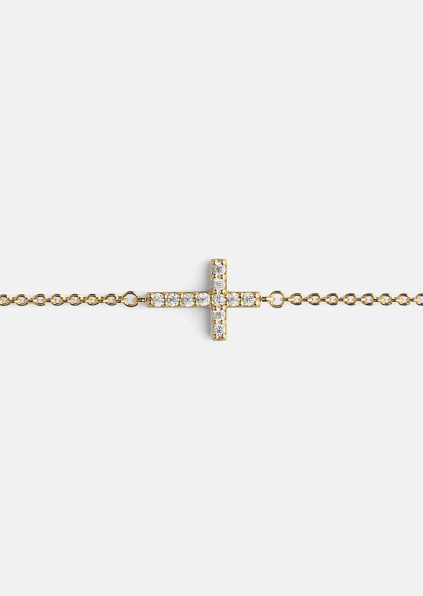 Pavé Symbol - Cross Bracelet - Gold Vermeil