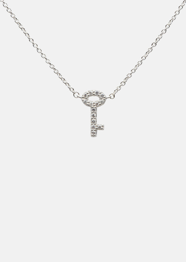 Pavé Symbol - Key Necklace - Sterling Silver