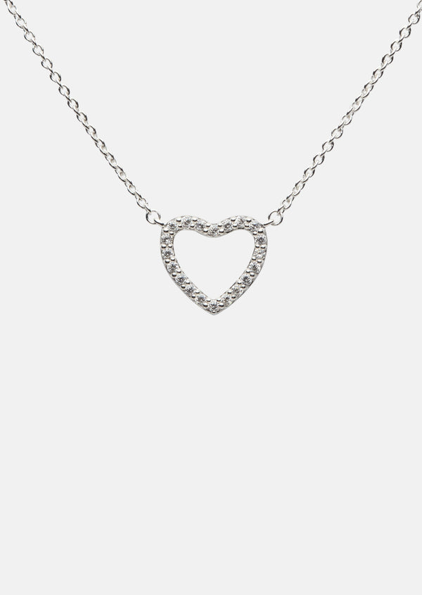 Pavé Symbol- Heart Necklace - Sterling Silver