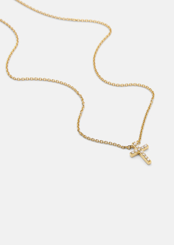 Pavé Symbol - Cross Necklace - Gold Vermeil