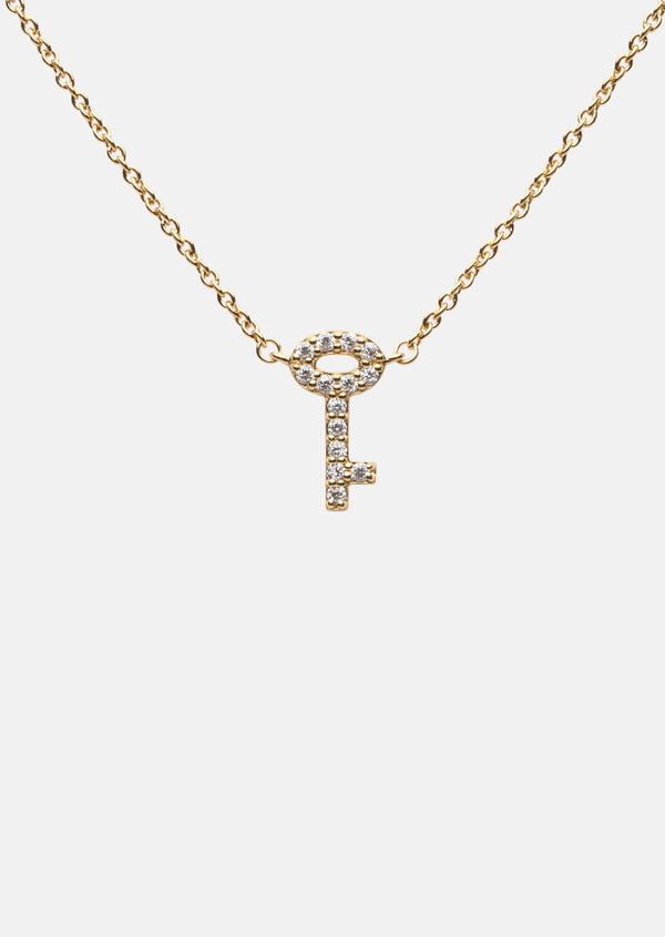 Pavé Symbol - Key Necklace - Gold Vermeil