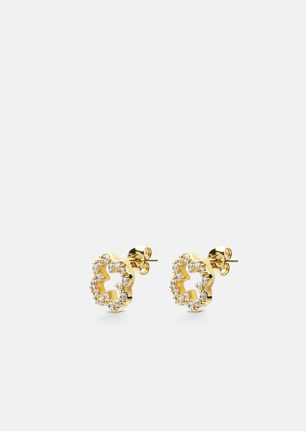 Pavé Symbol - Four Leaf Clover Earrings - Gold Vermeil