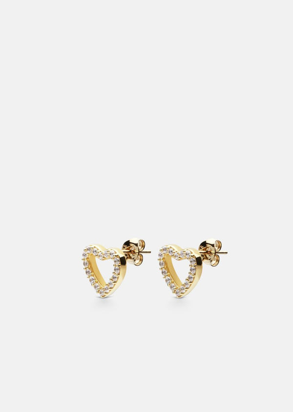 Pavé Symbol - Heart Earrings - Gold Vermeil