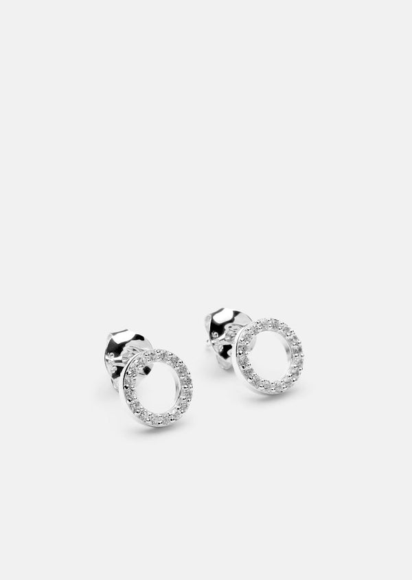 Pavé Symbol - Circle Earrings - Sterling Silver
