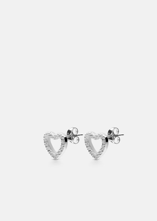 Pavé Symbol - Heart Earrings - Sterling Silver
