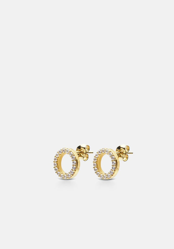 Pavé Symbol - Circle Earrings - Gold Vermeil