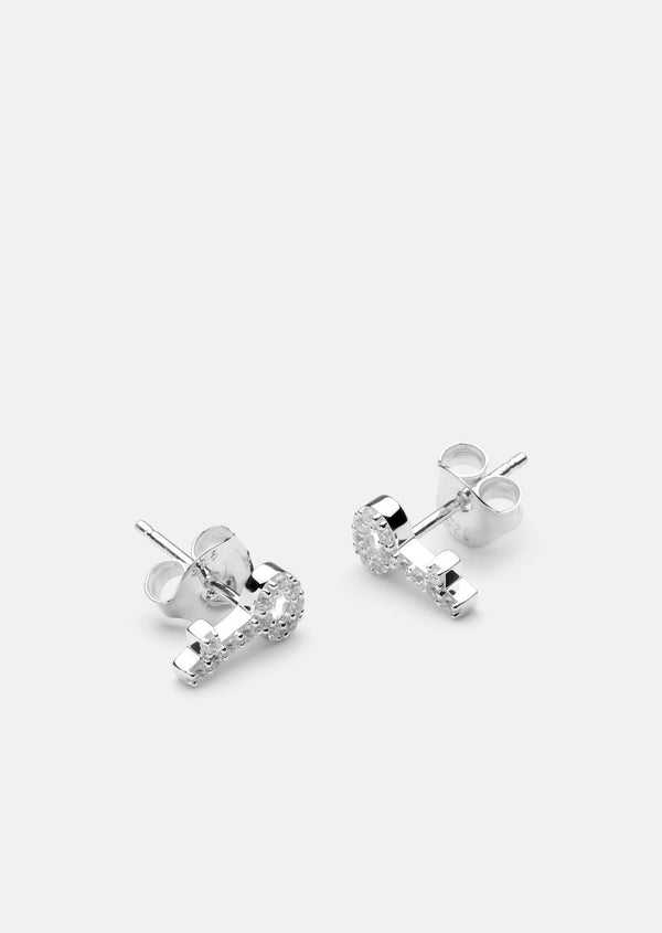 Pavé Symbol - Key Earrings - Sterling Silver