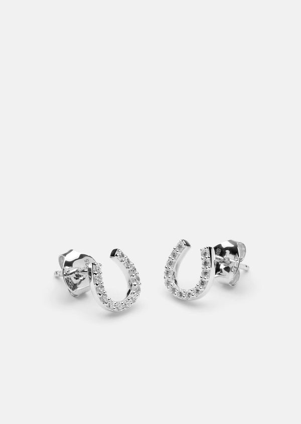 Pavé Symbol - Horse Shoe Earrings - Sterling Silver