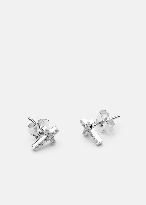Pavé Symbol - Cross Earrings - Sterling Silver