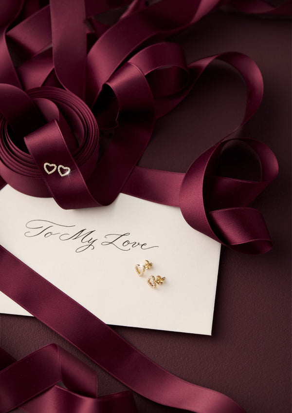 Pavé Symbol - Heart Earrings - Gold Vermeil