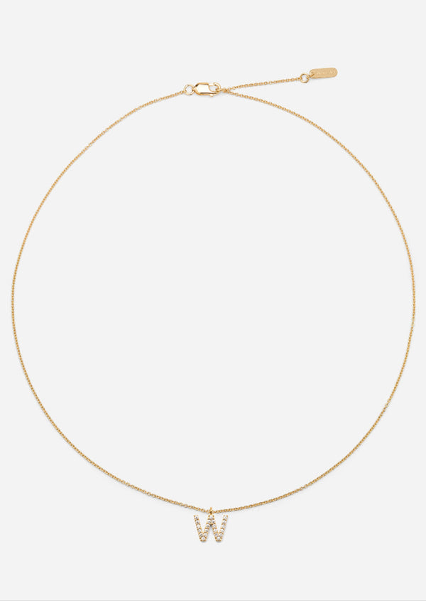 Pavé Letter - Gold Vermeil - W