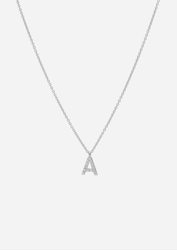 Pavé Letter - Sterling Silver - A