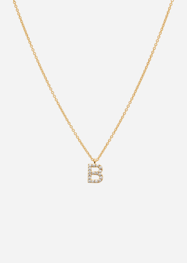 Pavé Letter - Gold Vermeil - B