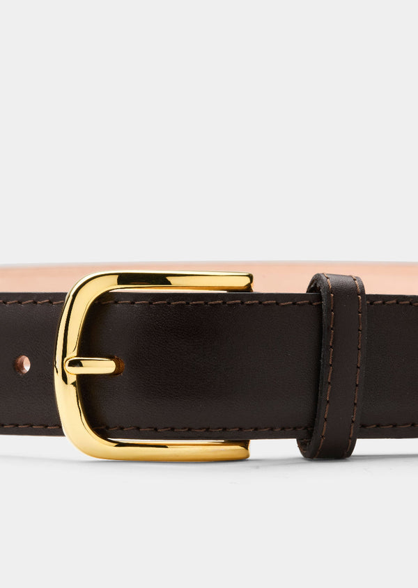 Skultuna Leather Belt - Brown - Gold Plated