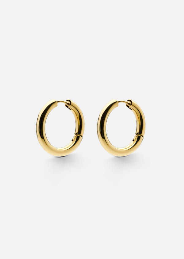 Simplicity Plain Hoop Earrings - Gold Plated - Medium