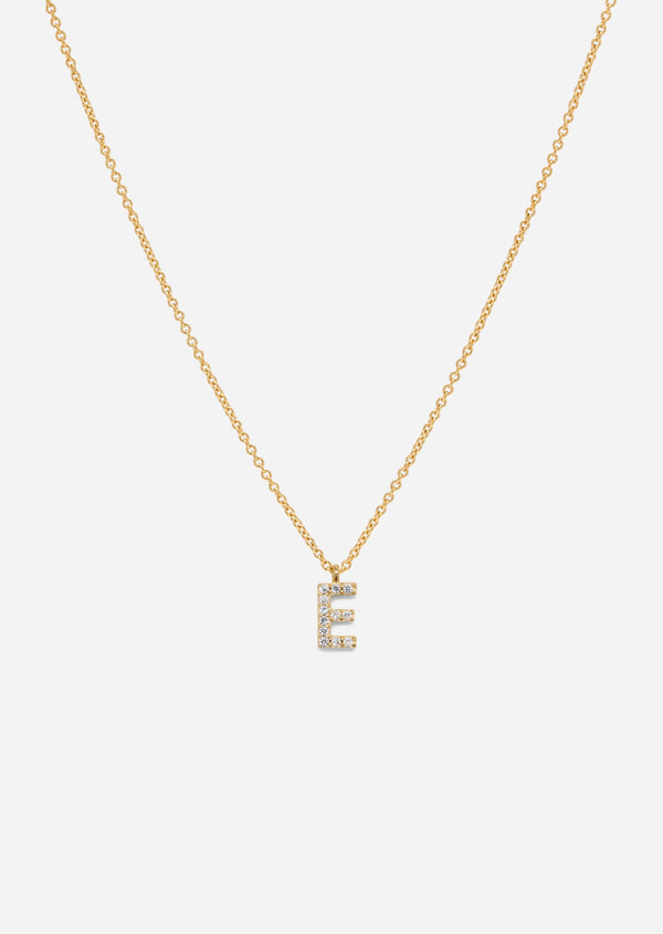 Pavé Letter - Gold Vermeil - E
