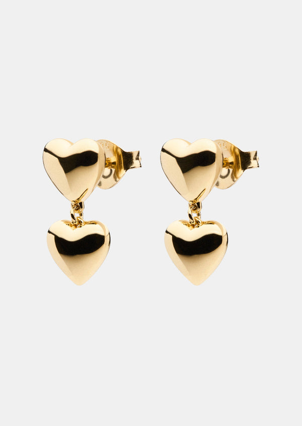 Heart Drop Earrings - Gold Vermeil